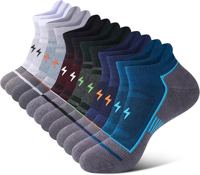 CAnkle Running Socks, Athletic Cushioned Low Cut Moisture Wicking Cotton Short Sports Socks