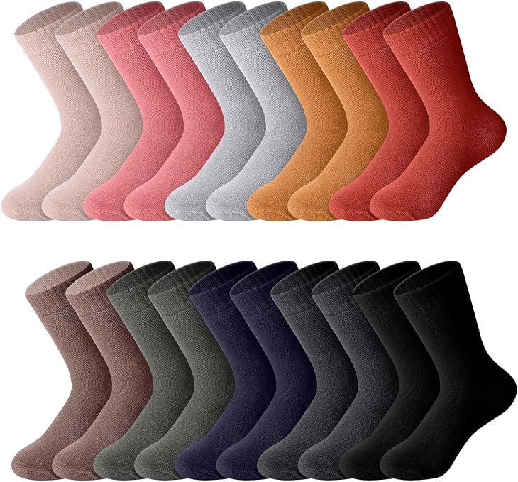 Terry Crew Socks Comfort Warm Winter Athletic Moisture Wicking PerformanceWork Socks for Men Women
